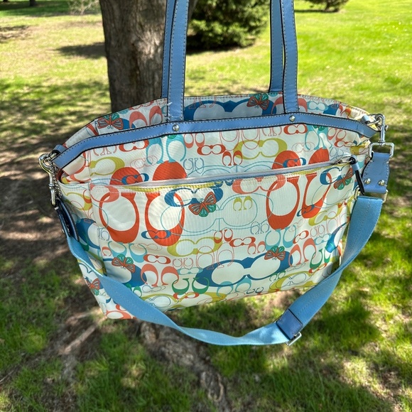 Vintage Coach Diaper Bag Spell Out Multicolor Nylon Double Handle, Strap , Pad - Picture 1 of 11